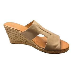 ANDRE ASSOUS Alana Wedge Espadrilles Leather Sandals Spain EU 38 7.5